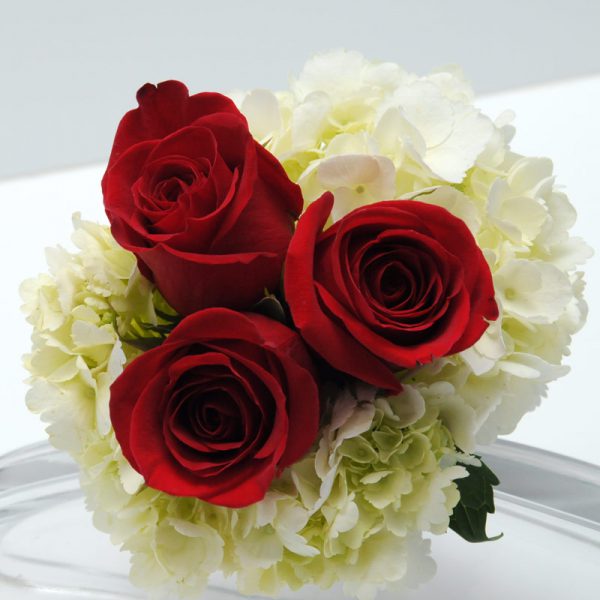 Three Rose Bouquet Hydrangea - Red