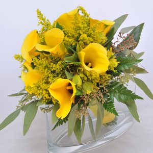 The Yellow Mini Calla Lilly Bouquet & Matching Lilly Boutonniere