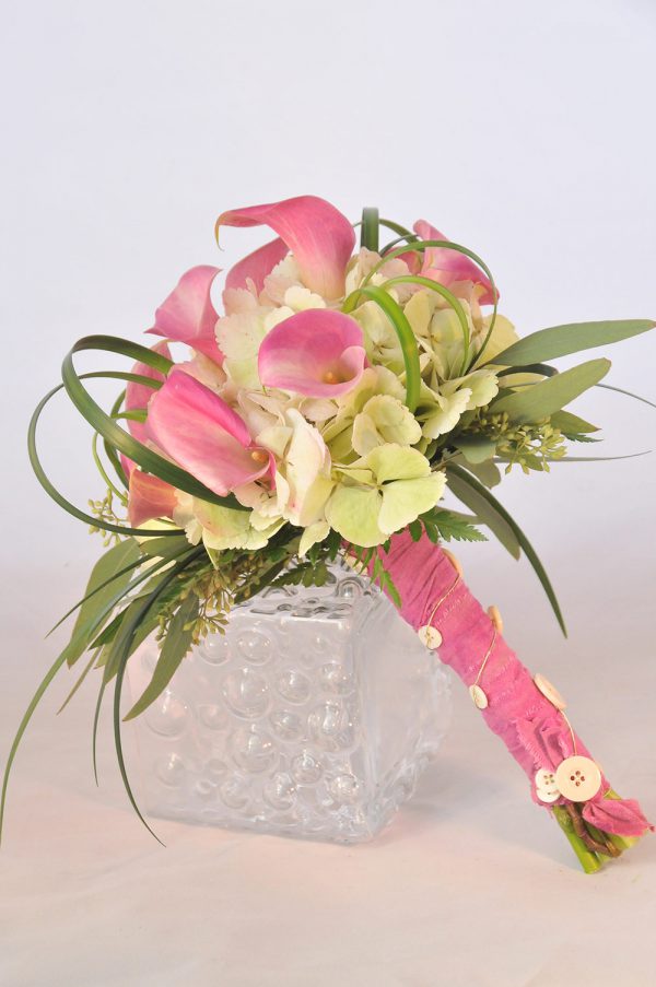 The Pink Mini Calla Lilly Bouquet & Matching Lilly Boutonniere